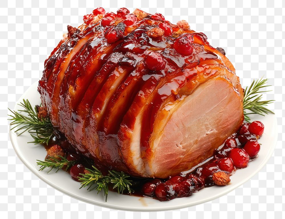 PNG Glazed ham thanksgiving glazed dish.