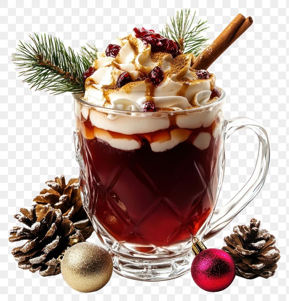 PNG Hot christmas drink beverage winter cream.