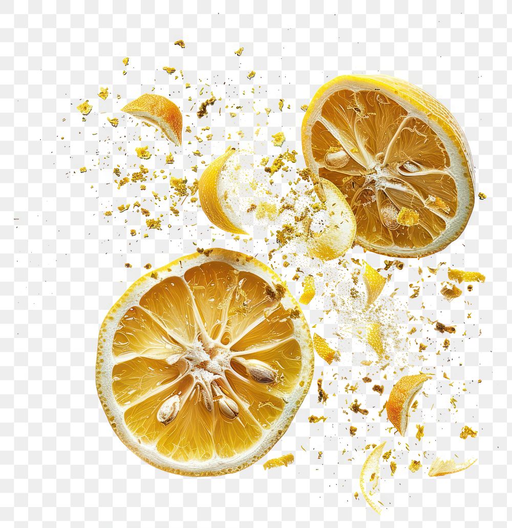 PNG Exploding dried three lemons food explosion fruit.