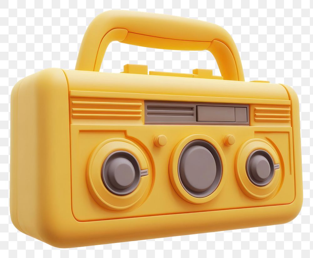 PNG Chubby boombox illustration yellow radio.