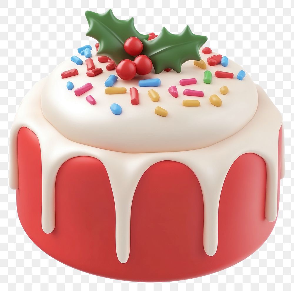 PNG Simple red tone cake illustration sprinkles christmas.