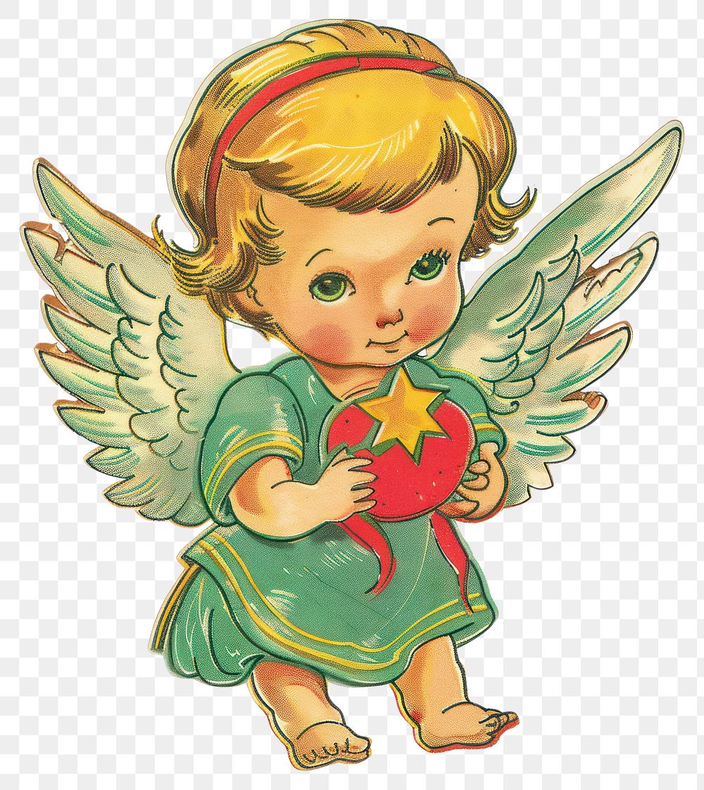 PNG Christmas a angel toy illustration character vintage.