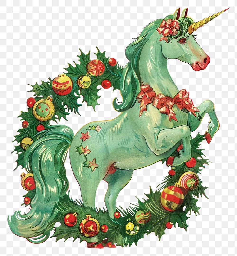 PNG Unicorn character christmas art illustration.