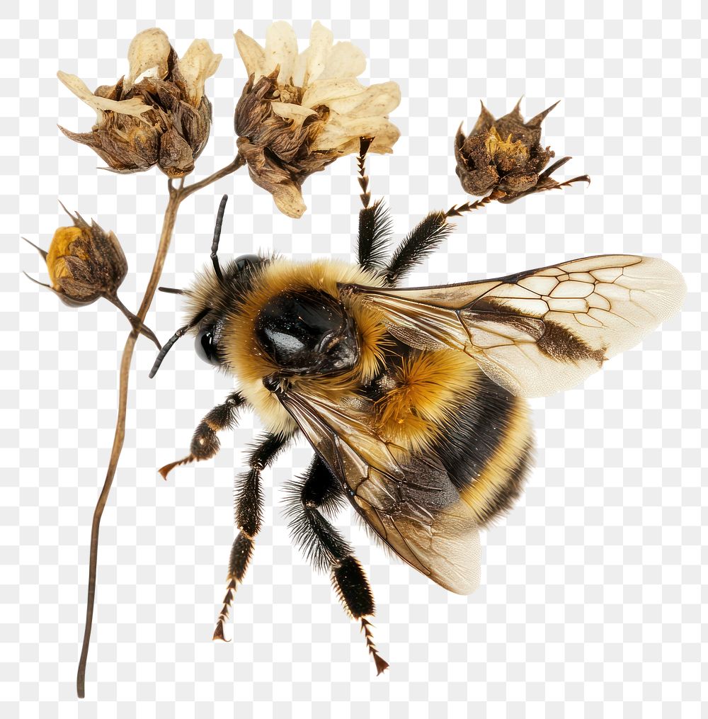 PNG Pressed bee flowers insect dried.