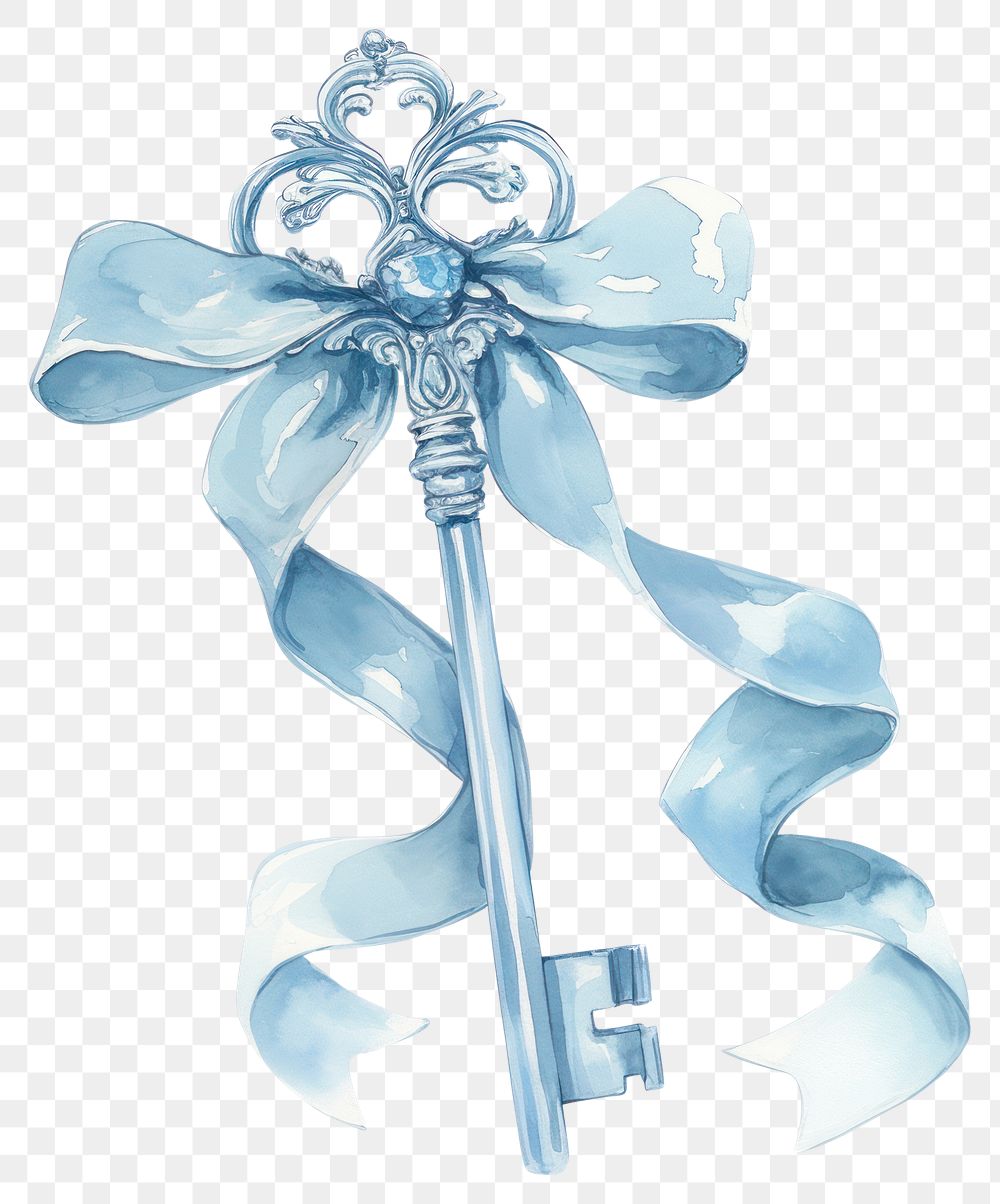 PNG Key ribbon style blue. | Free PNG - rawpixel