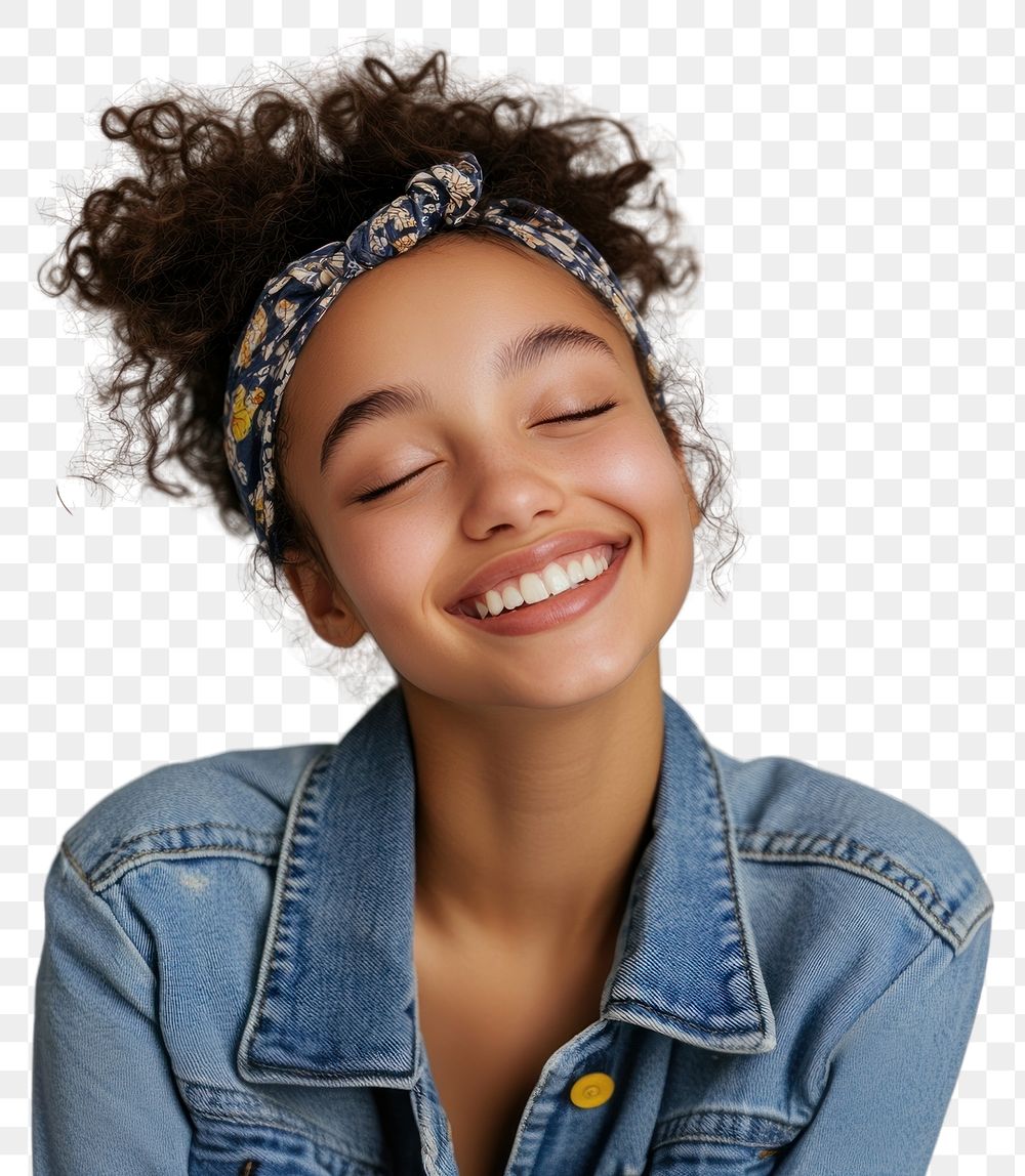 PNG Young woman with a lively headband smile youthful.