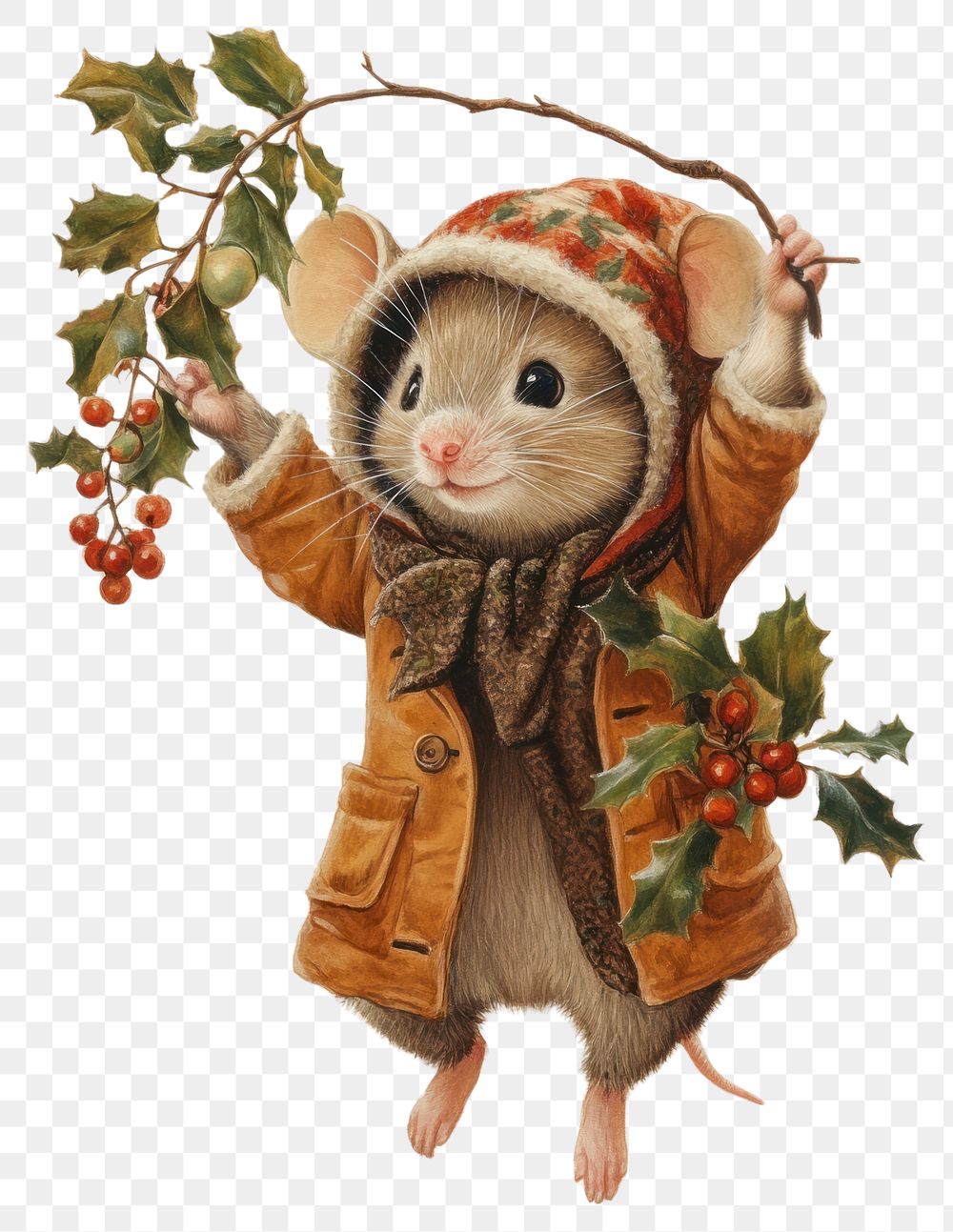 PNG Mouse animal illustration christmas.