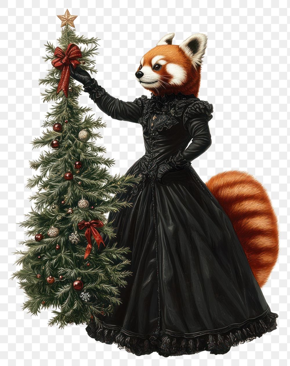 PNG Red Panda christmas animal tree.