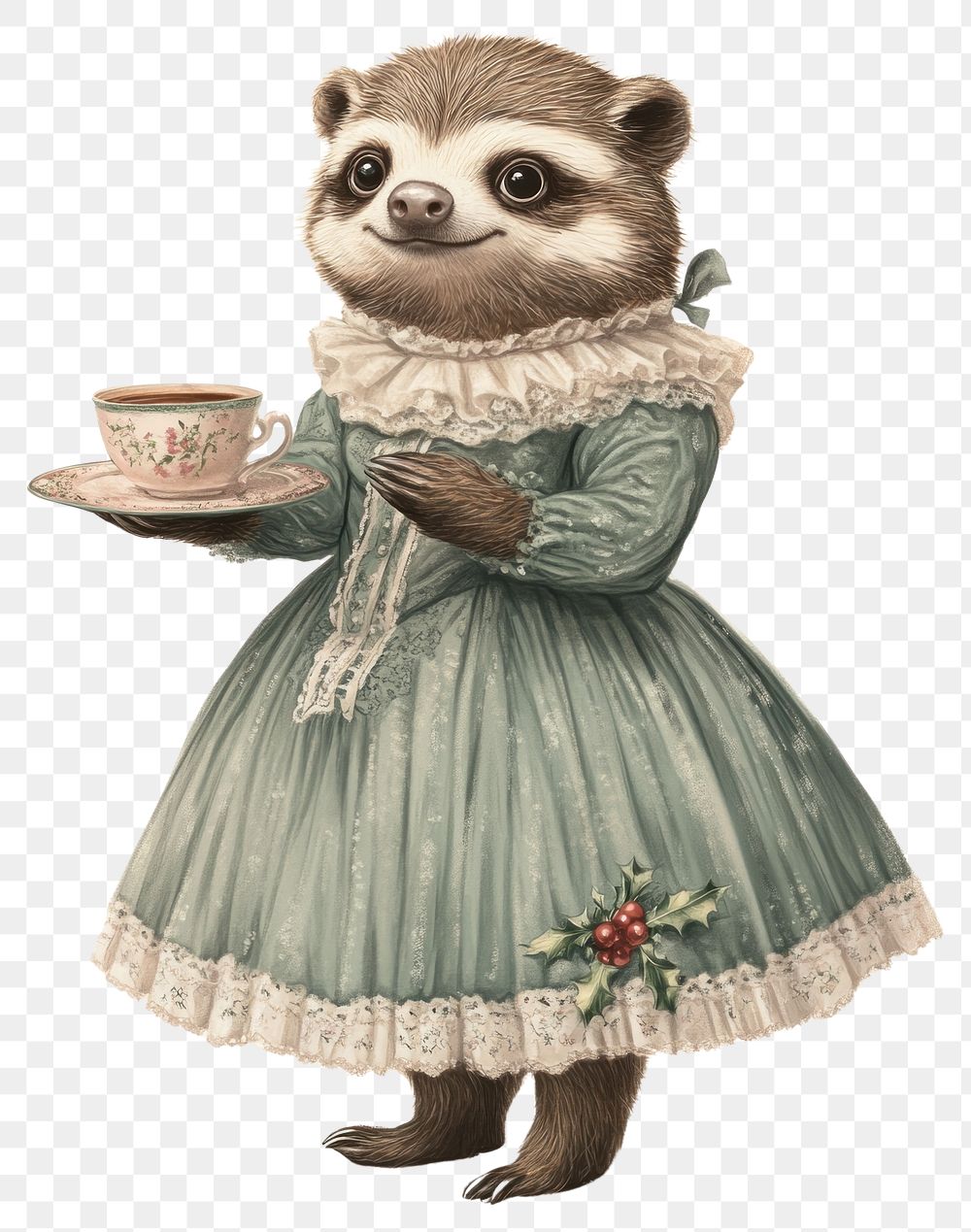 PNG Sloth animal illustration victorian.