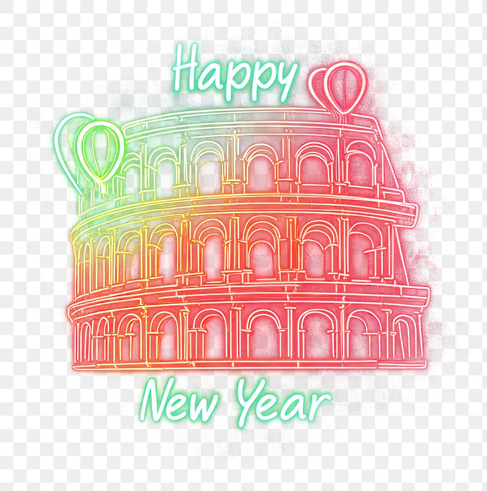 PNG Neon colosseum festive happy.