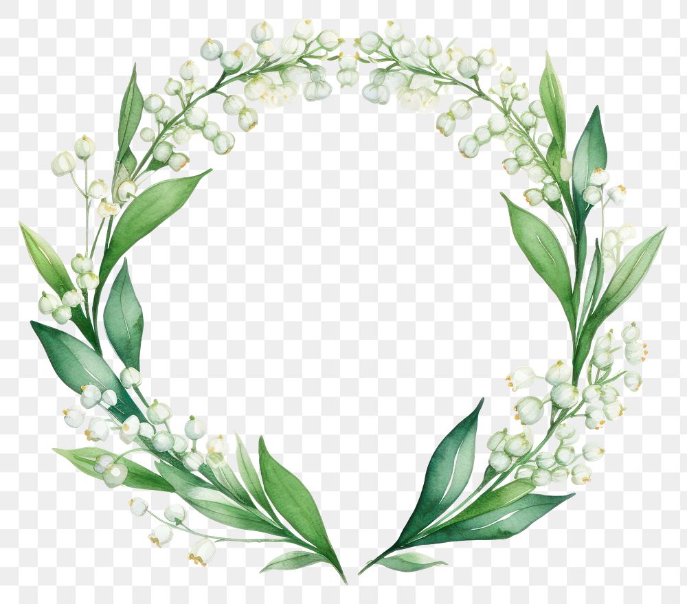 PNG Lily of valley wreath border flower plant leaf.