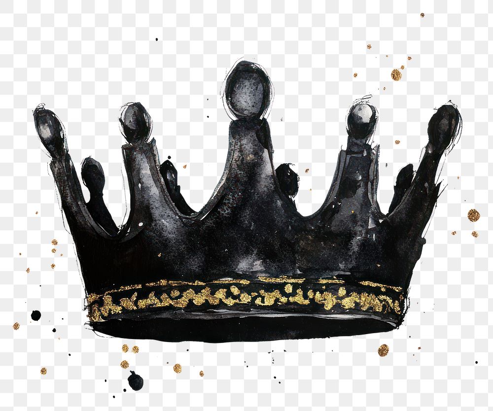 PNG A black crown watercolor splash gold.