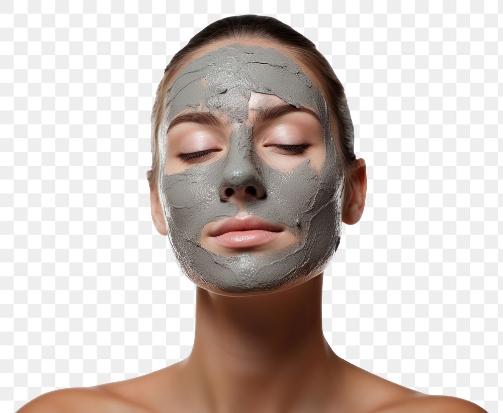 PNG Lady putting clay face mask portrait adult photo. 