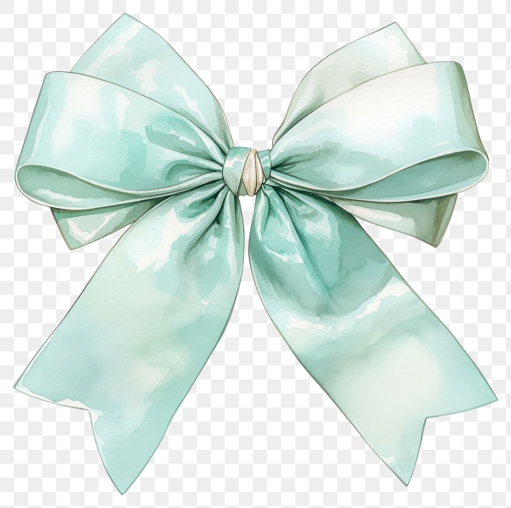 PNG Mint green pastel coquette bow watercolor ribbon tie.