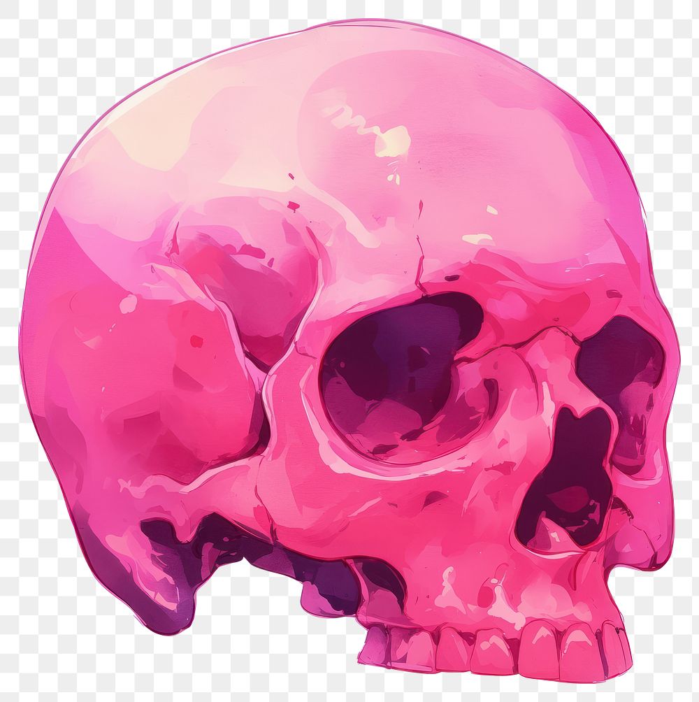 PNG Pink halloween skull art illustration vibrant.