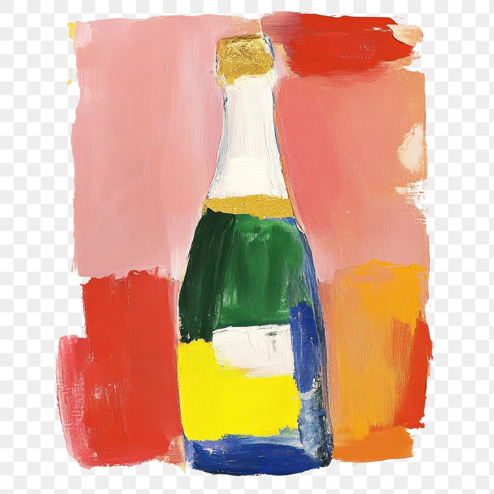 PNG A champagne bottle illustration painting art.