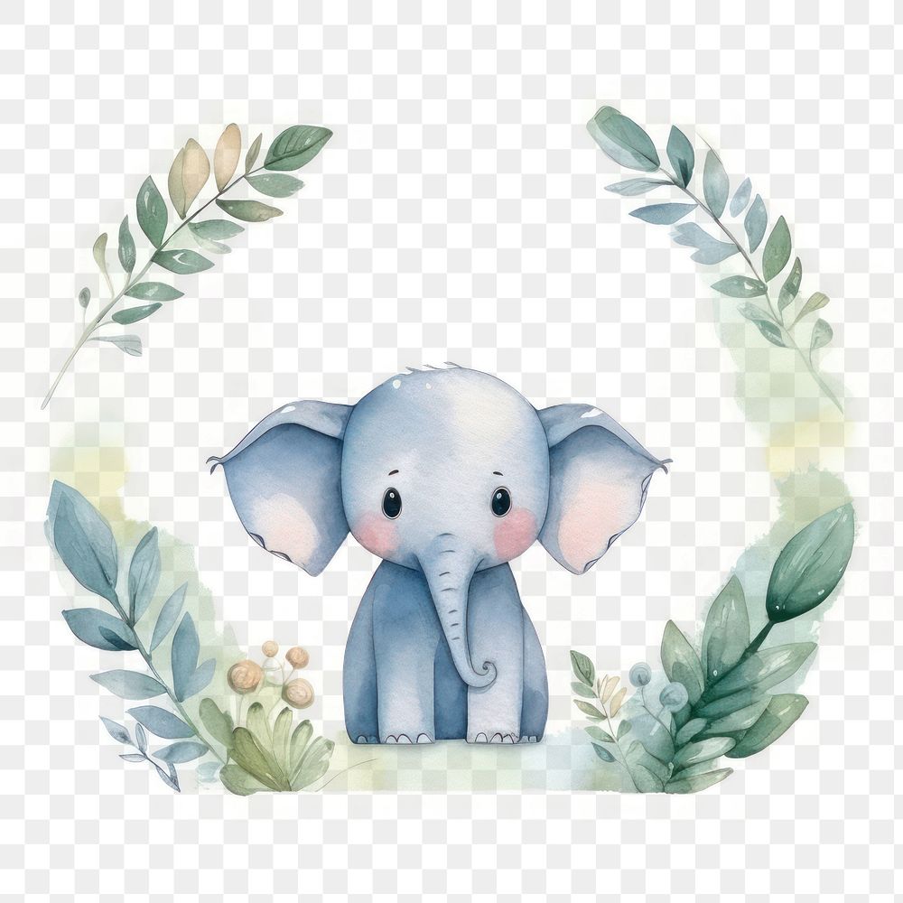 PNG Elephant in jungle circle border cute representation creativity.