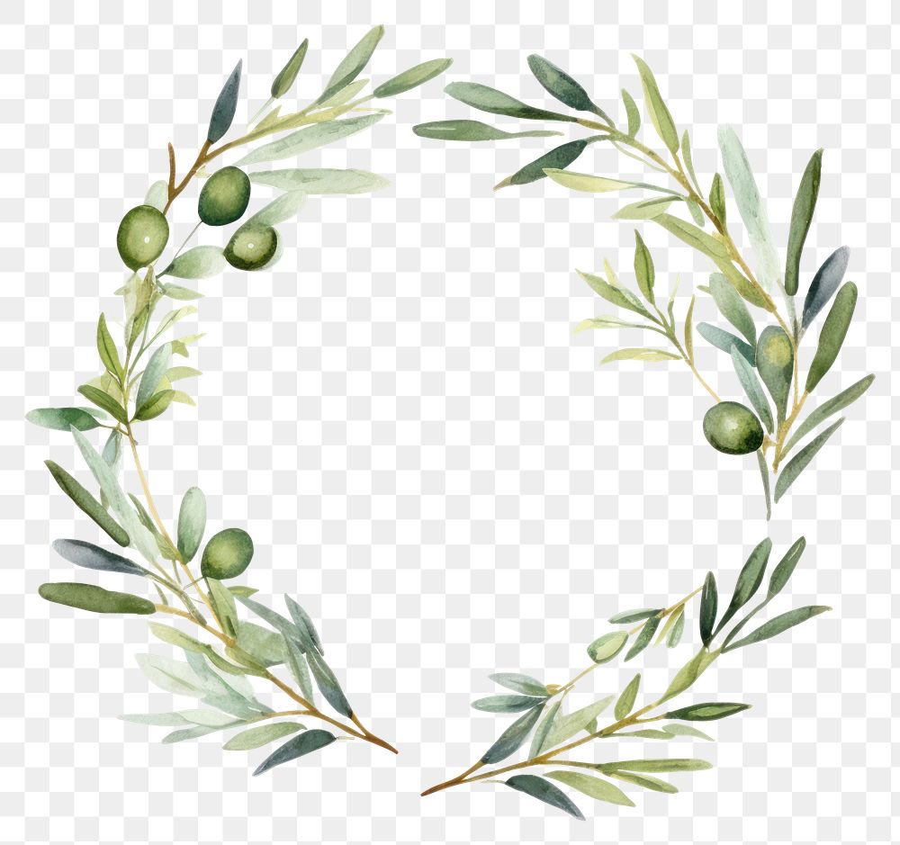 PNG Olive branch circle border wreath plant food.