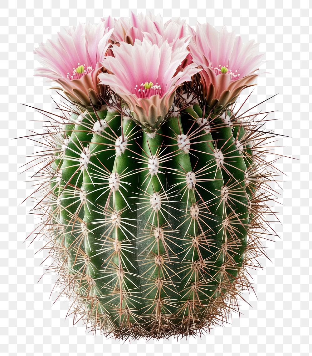 PNG An isolated powder puff cactus with pink bloom photography plant succulent.