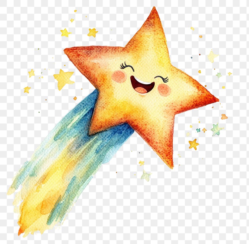 PNG Shooting star illustration watercolor celestial.