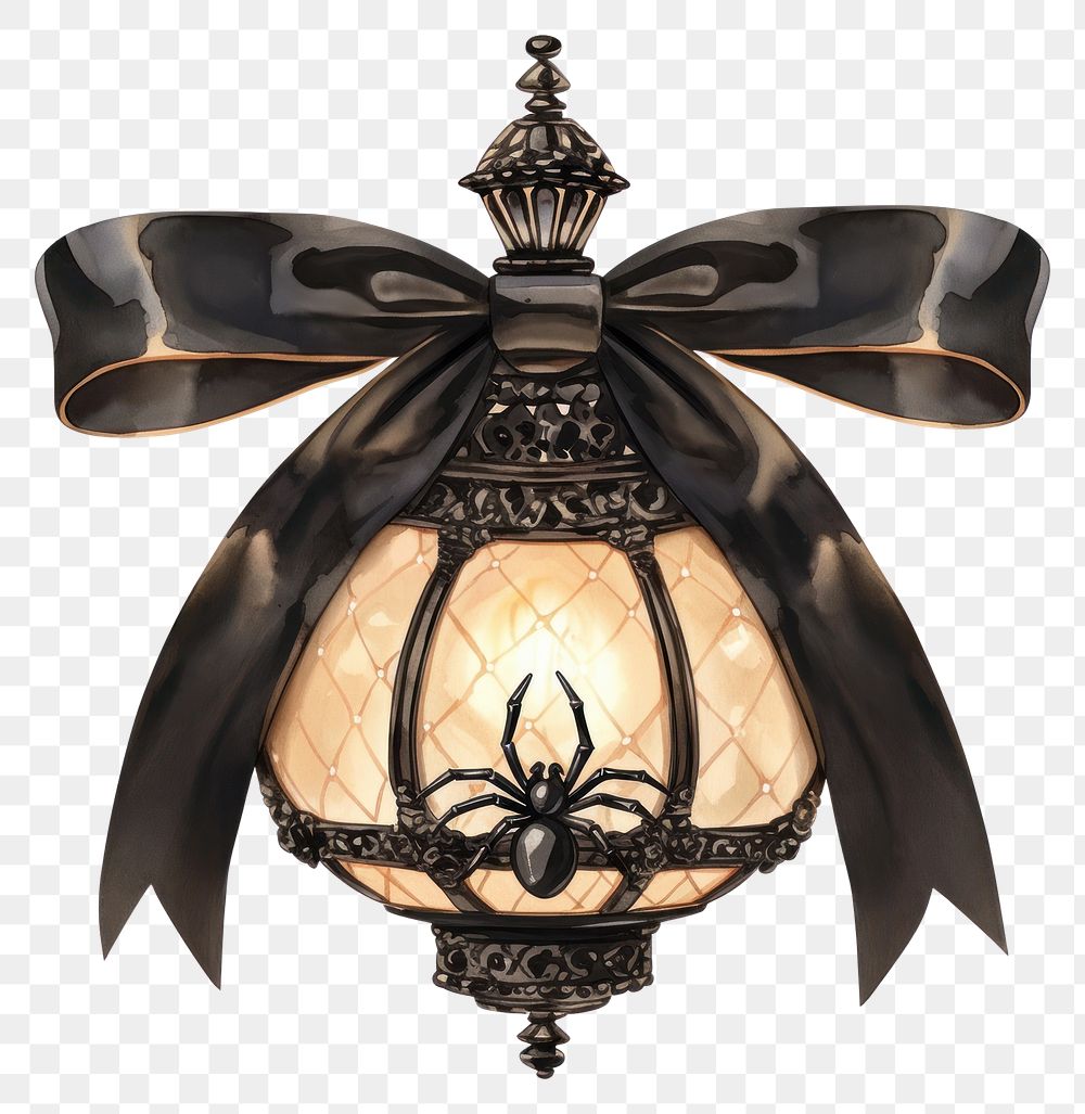 PNG Black coquette spider lamp illustration halloween gothic.