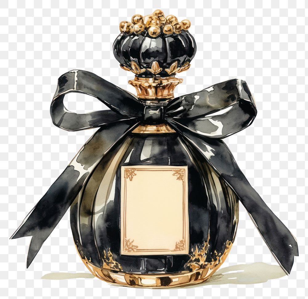 PNG Black coquette perfume bottle illustration style art.