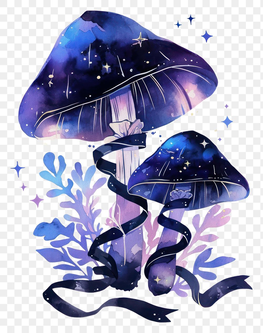 PNG Tall mushroom art illustration watercolor.