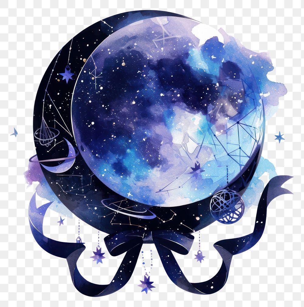 PNG Circle moon art illustration watercolor.