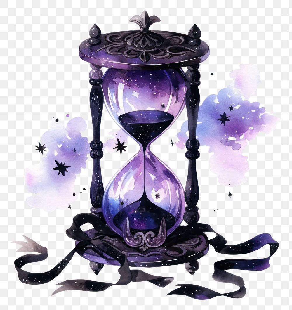 PNG Hourglass illustration watercolor galaxy.