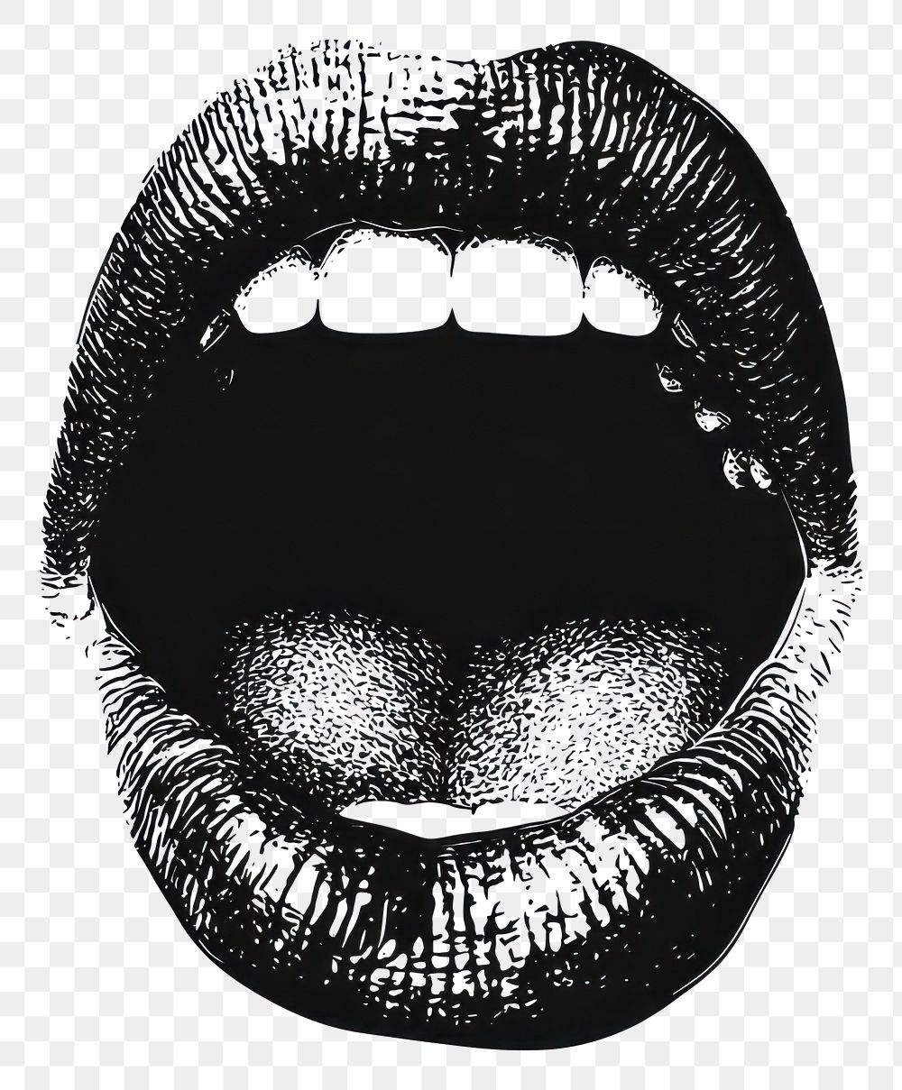 PNG Open screaming lip retro | Free PNG - rawpixel