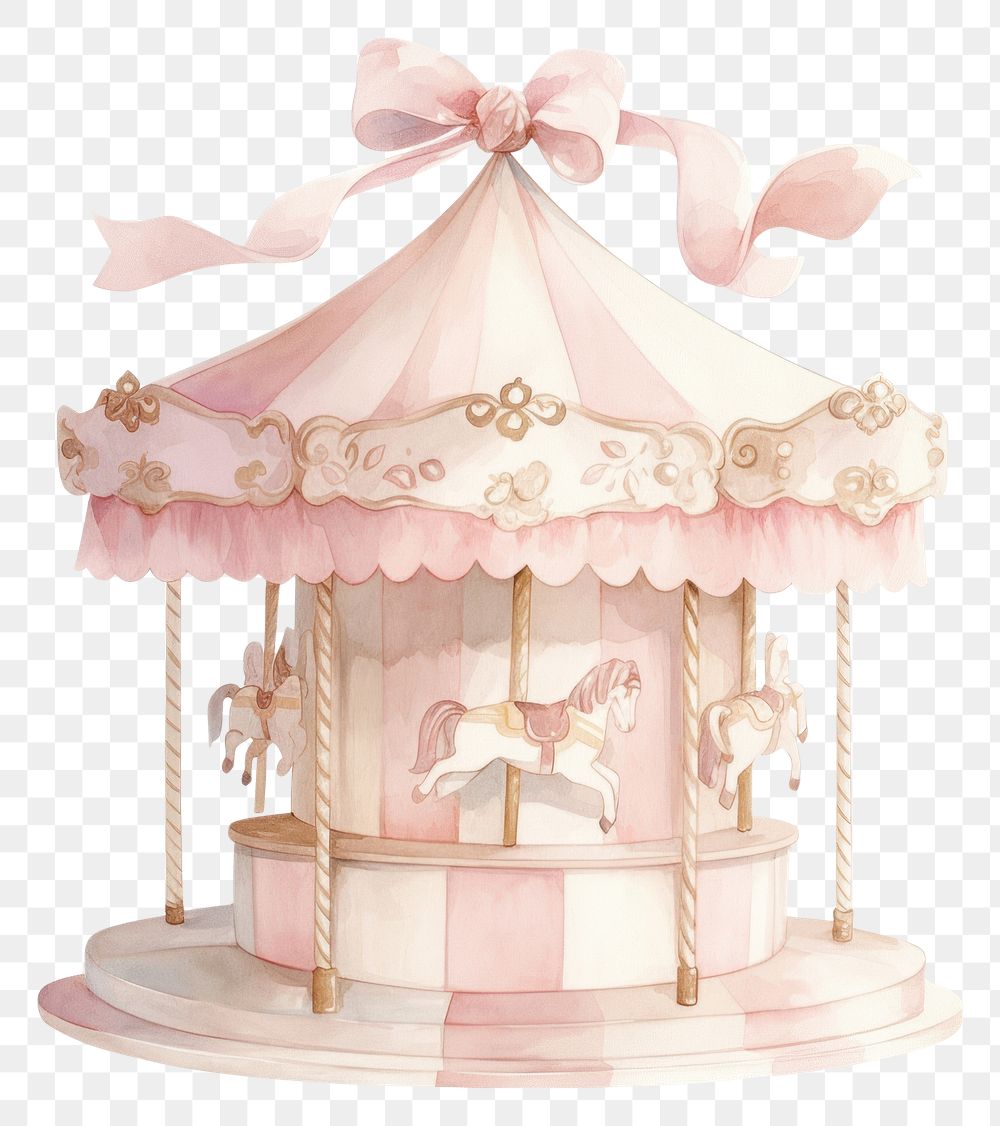 PNG Coquette carousel illustration pastel colors.