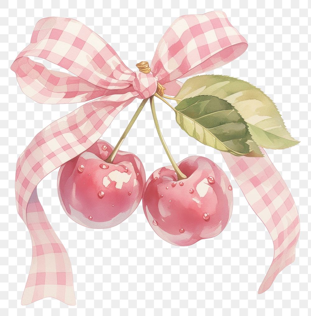 PNG Coquette cherries cherry illustration watercolor.