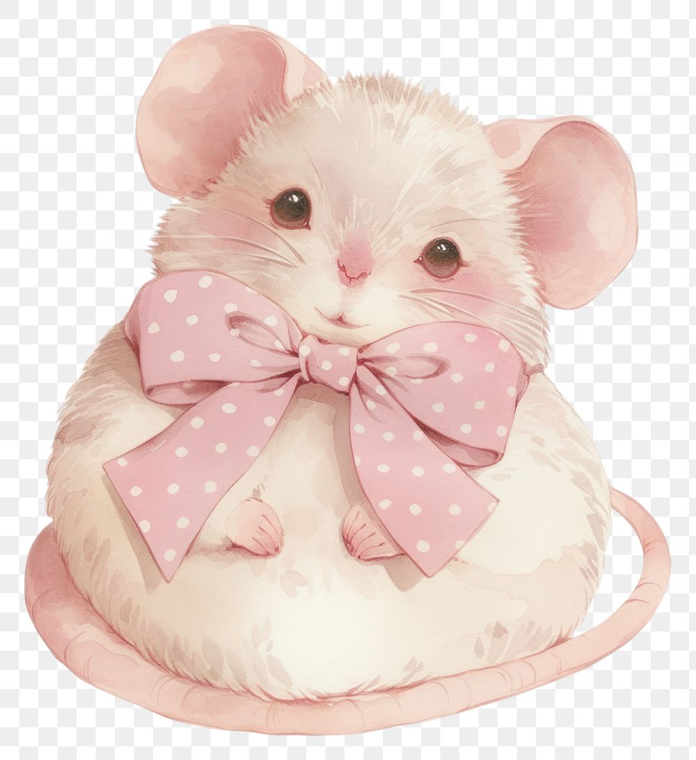 PNG Coquette rat illustration animal ribbon.