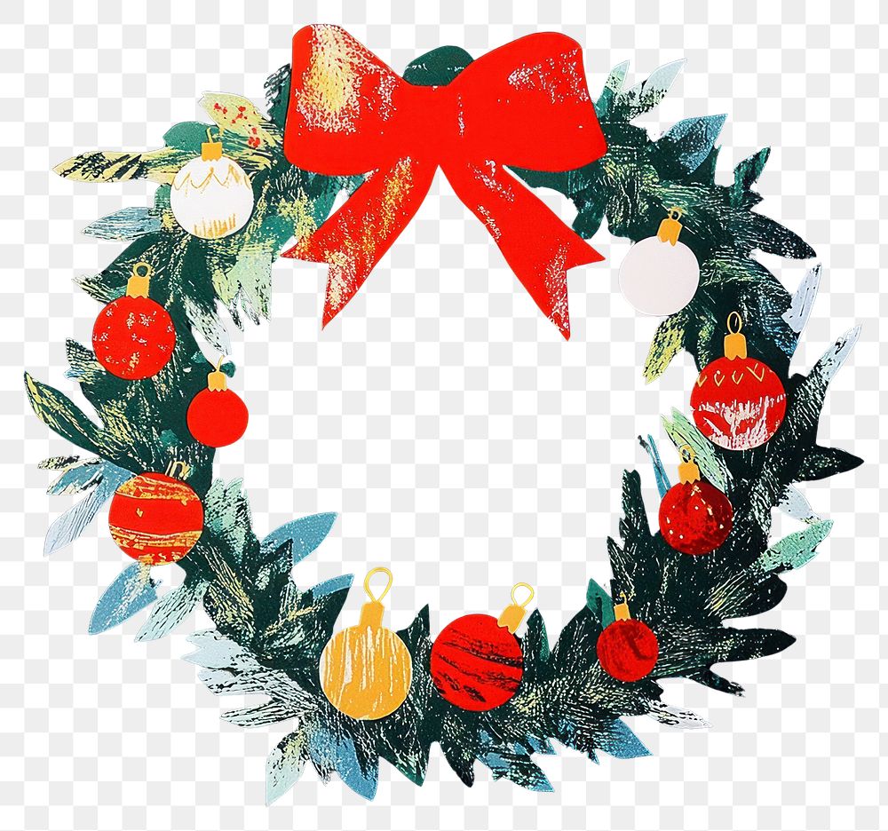 PNG Christmas wreath christmas illustration ornaments.