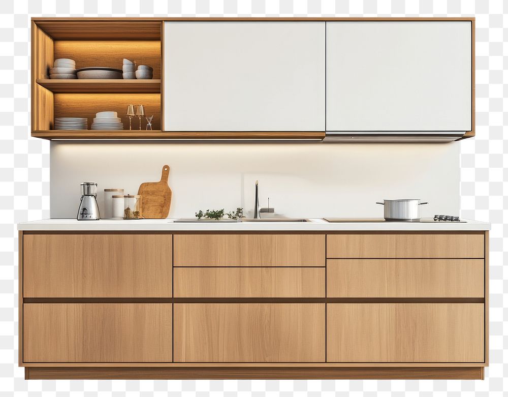 PNG White modern cabinet kitchen cabinets minimalist furniture.