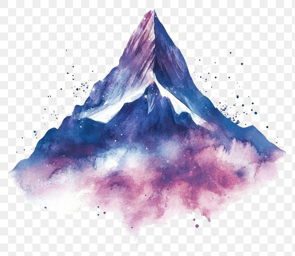 PNG Mountain in Watercolor style watercolor peak art.