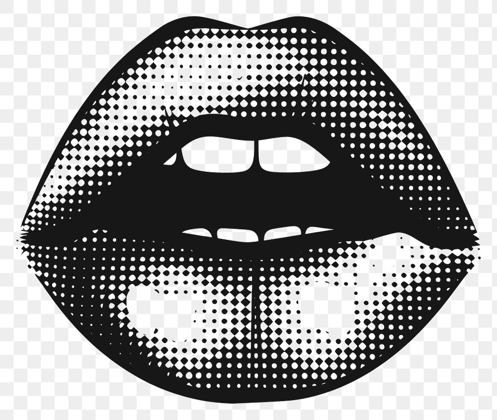 PNG Mouth tongue icon black white lips.