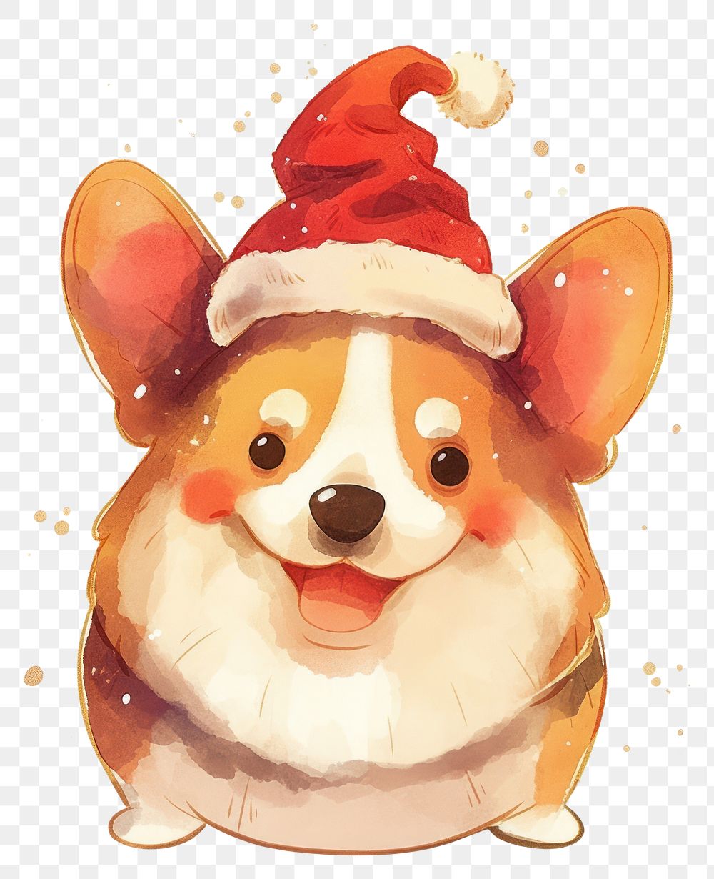 PNG A corgy wearing christmas hat illustration animal pet.