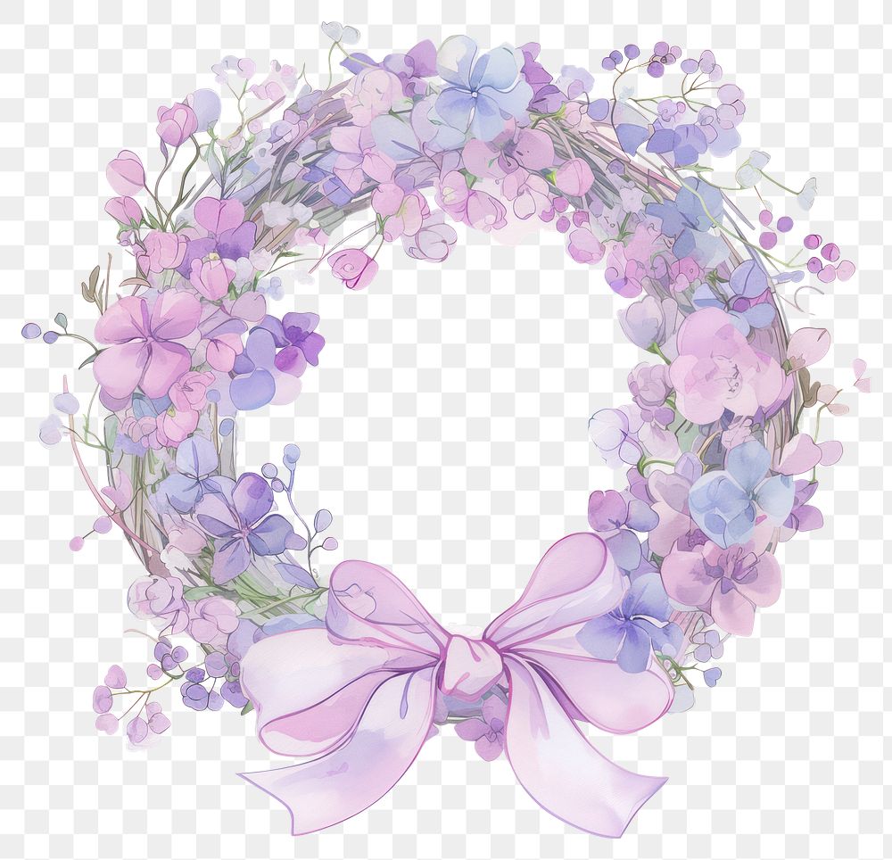 PNG Pastel coquette wreath art watercolor flowers.