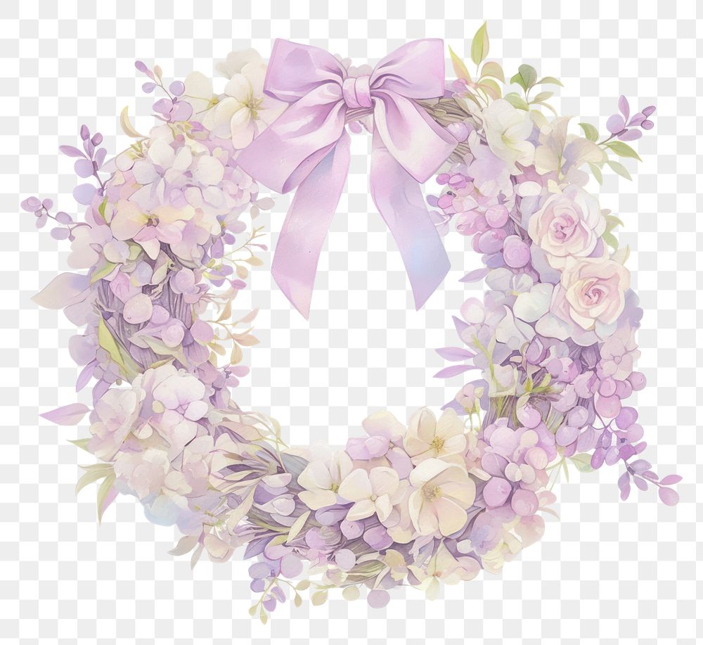 PNG Pastel coquette wreath illustration blossoms flower.