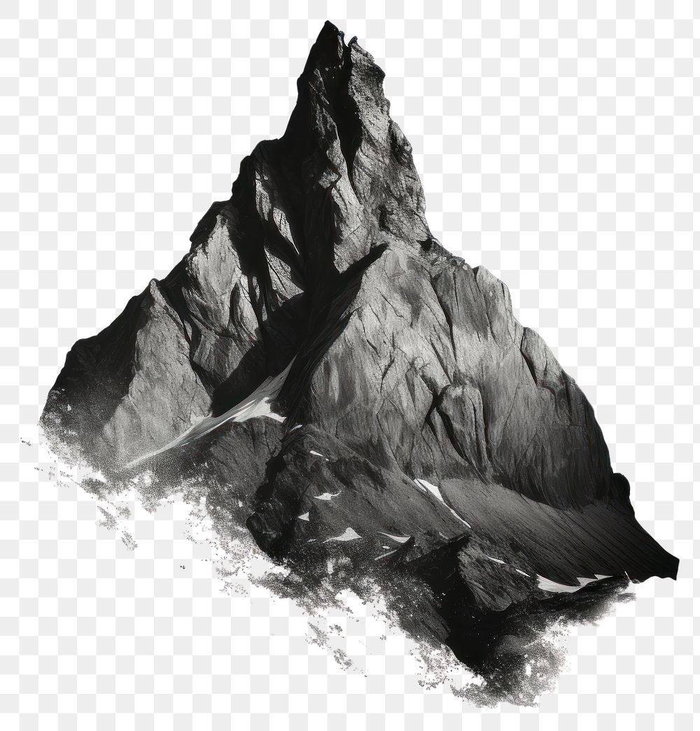 PNG A mountain range shaped like the edge of a human profile nature black white.