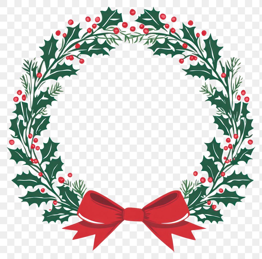 PNG Christmas holly frame illustration christmas wreath.