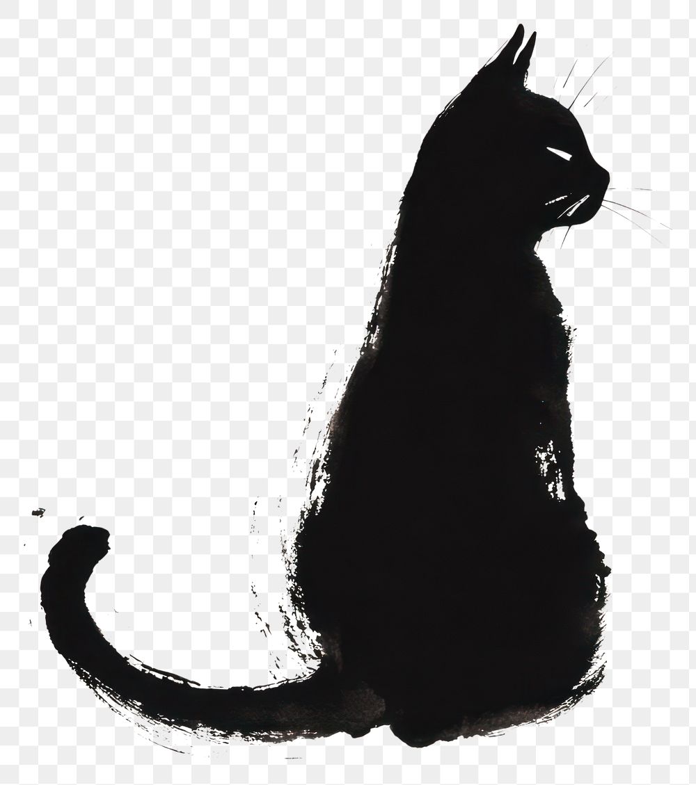 PNG A cat silhouette animal black.