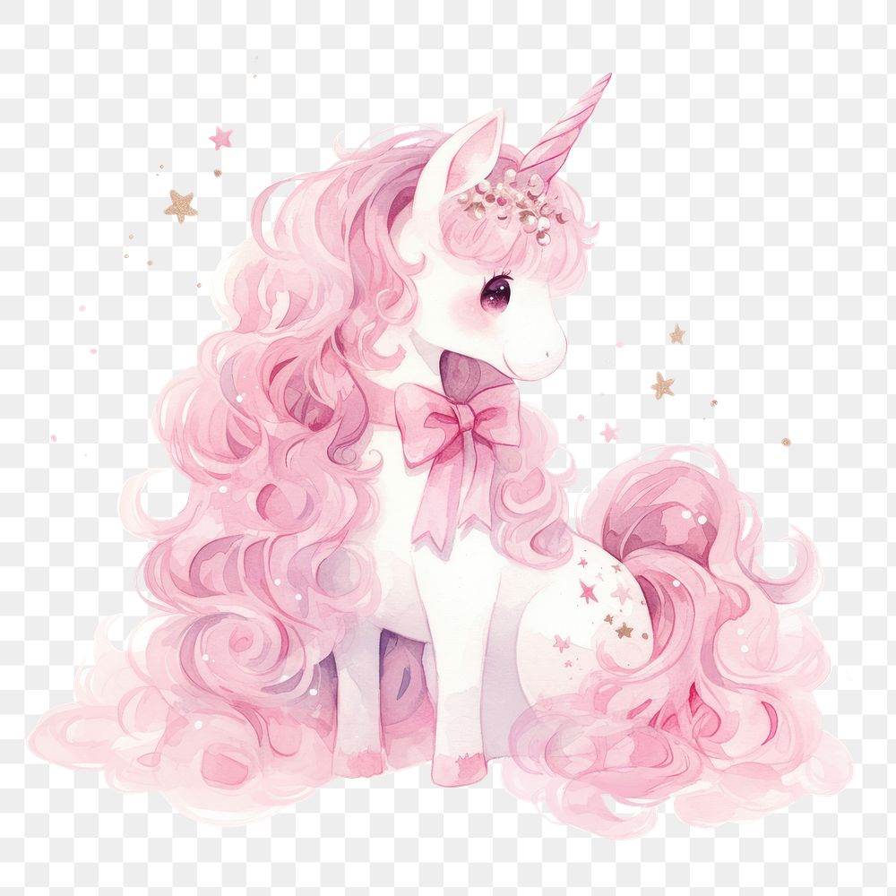 PNG An unicorn tied with ribbon illustration pink art.