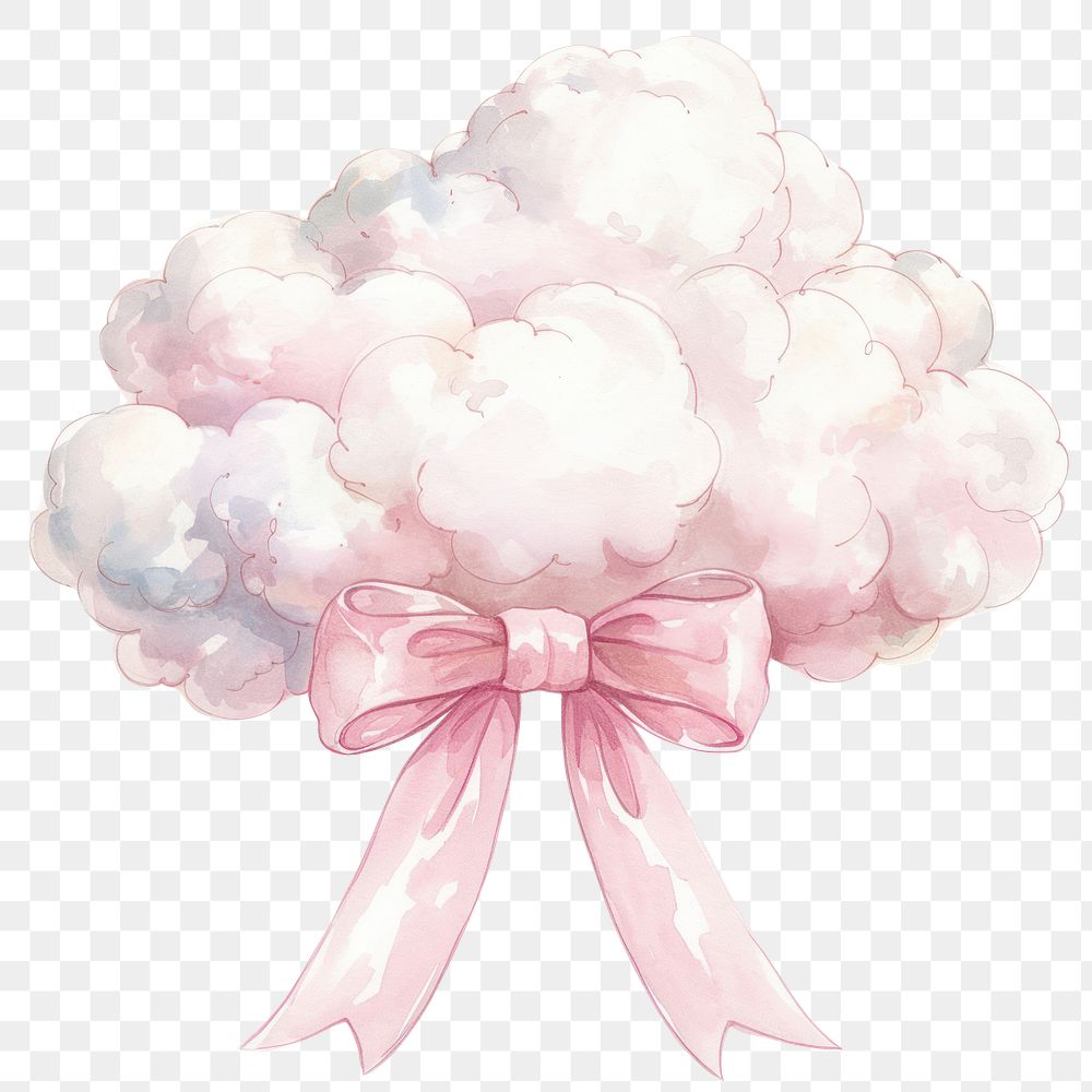 PNG Coquette cloud illustration watercolor ribbon.