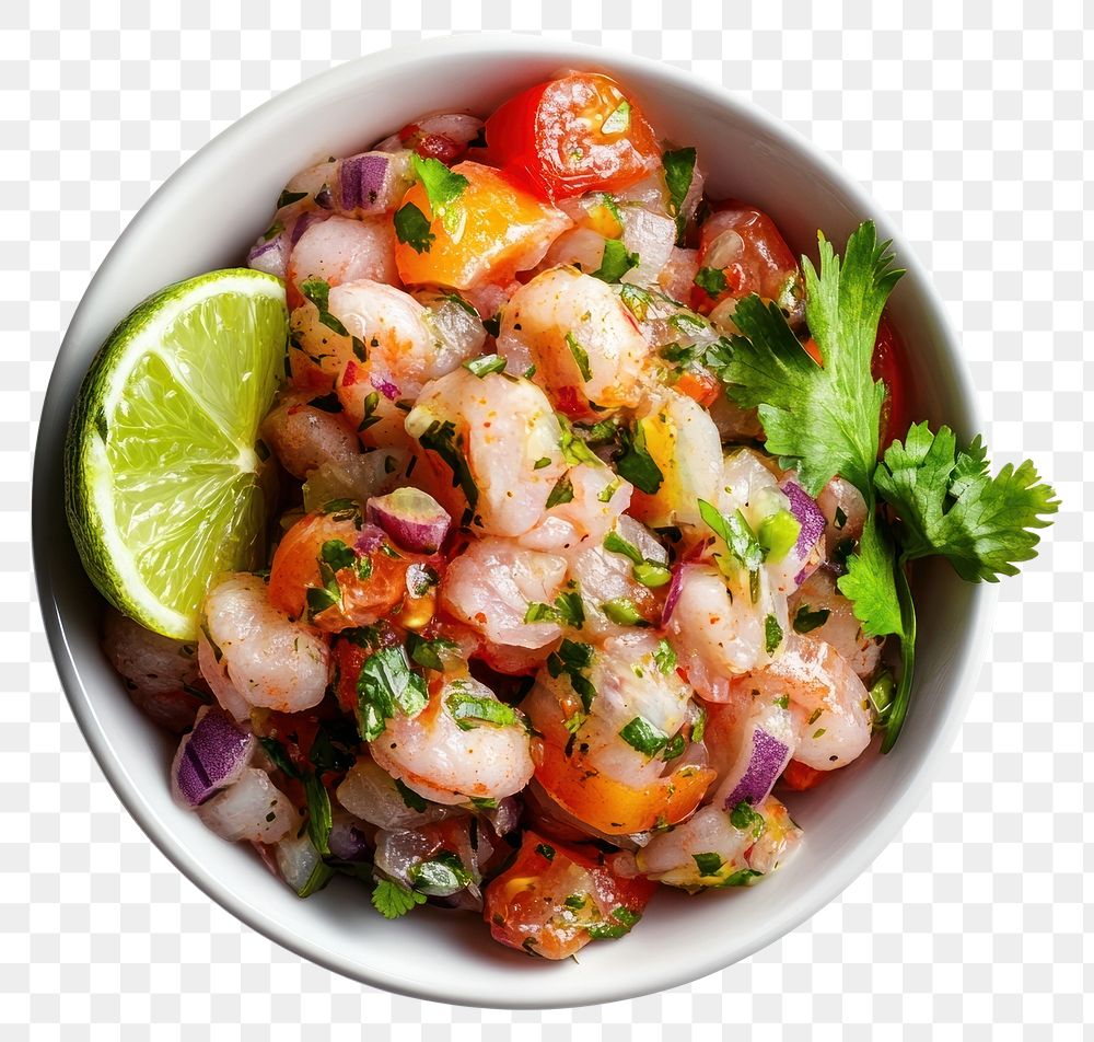 PNG Cilantro seafood ceviche shrimp.