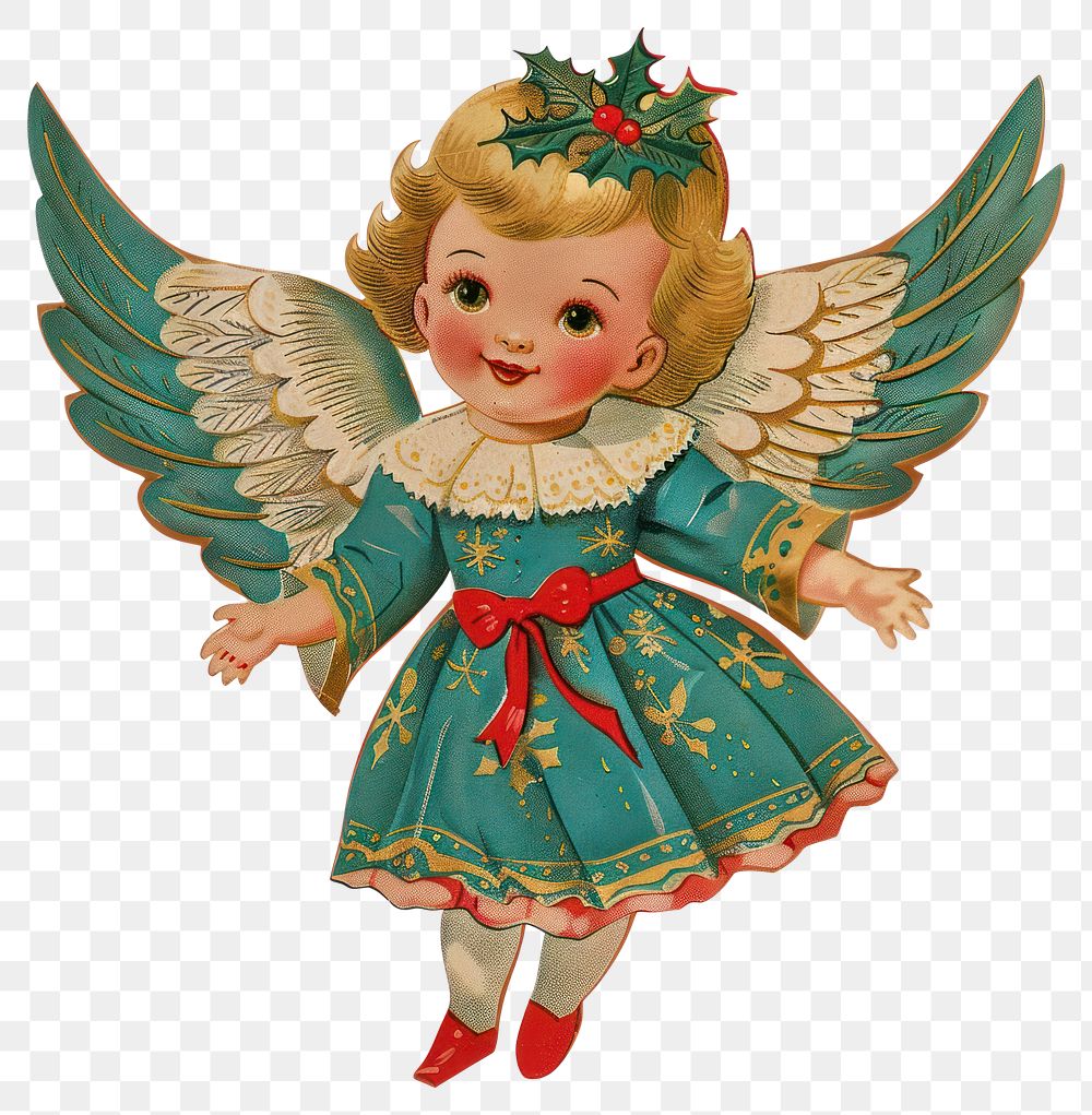 PNG Christmas angel toy christmas vintage retro.