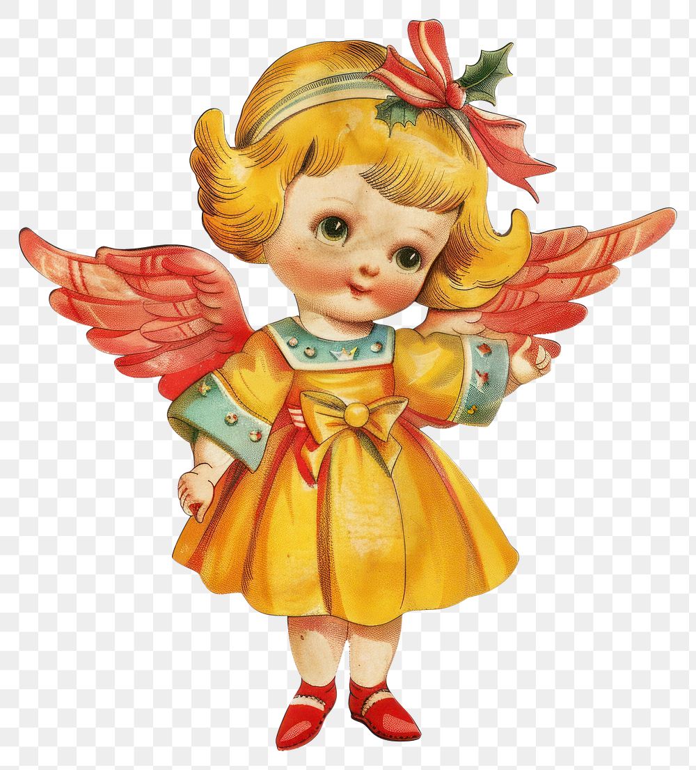 PNG Christmas angel toy christmas character vintage.