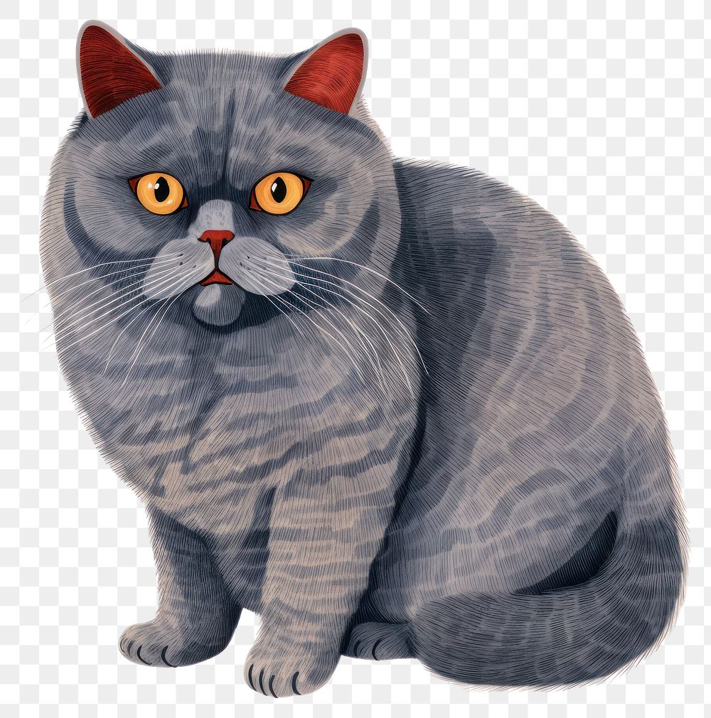 PNG Grumpy gray cat animal mammal pet.