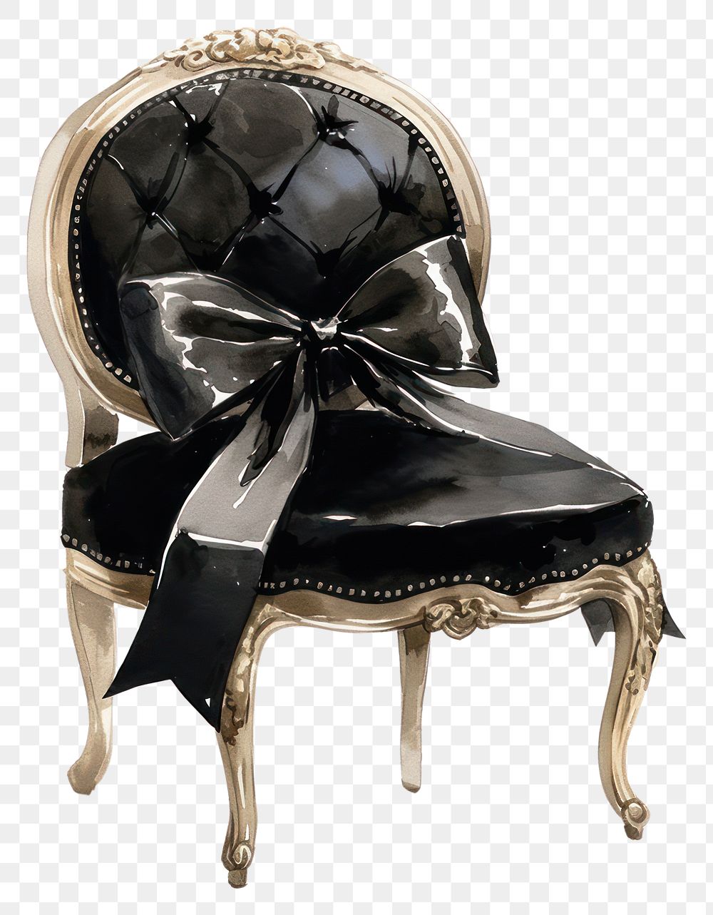 PNG Black coquette chair furniture style decorative.